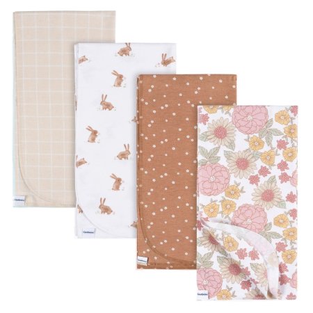 4-Pack Flannel Receiving Blanket - Retro Floral