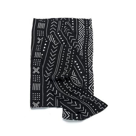 Loulou Lollipop Luxe Muslin Swaddle - Black Mudcloth SWMUDBLK 628055627111 Tjskids.com